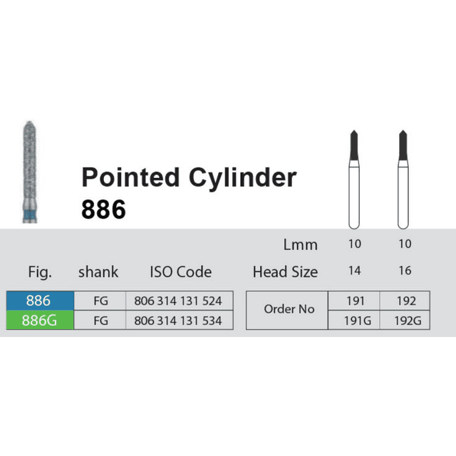فرز الماسی Pointed Cylinder 886